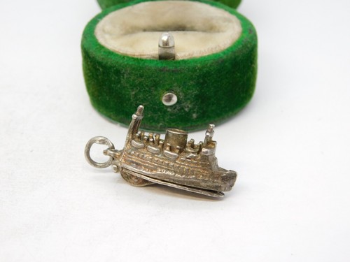 Sterling Silver Opening Ferry Boat Charm Pendant Vintage c1970 - 第 1/3 張圖片