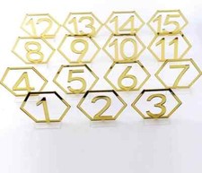Set of 2 Hexagonal Table Numbers 1-20 with Holder Base Gold Decor 20PCS Sale