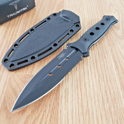 Takumitak Unrestricted Fixed Knife 4.5 Black 3Cr13 Steel Dagger Blade FRN Handle