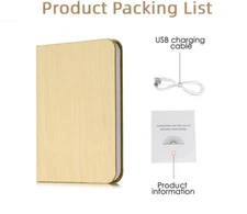 Novelty Portable Folding Wooden Book Lamp USB Rechargeable Desk Night Light New