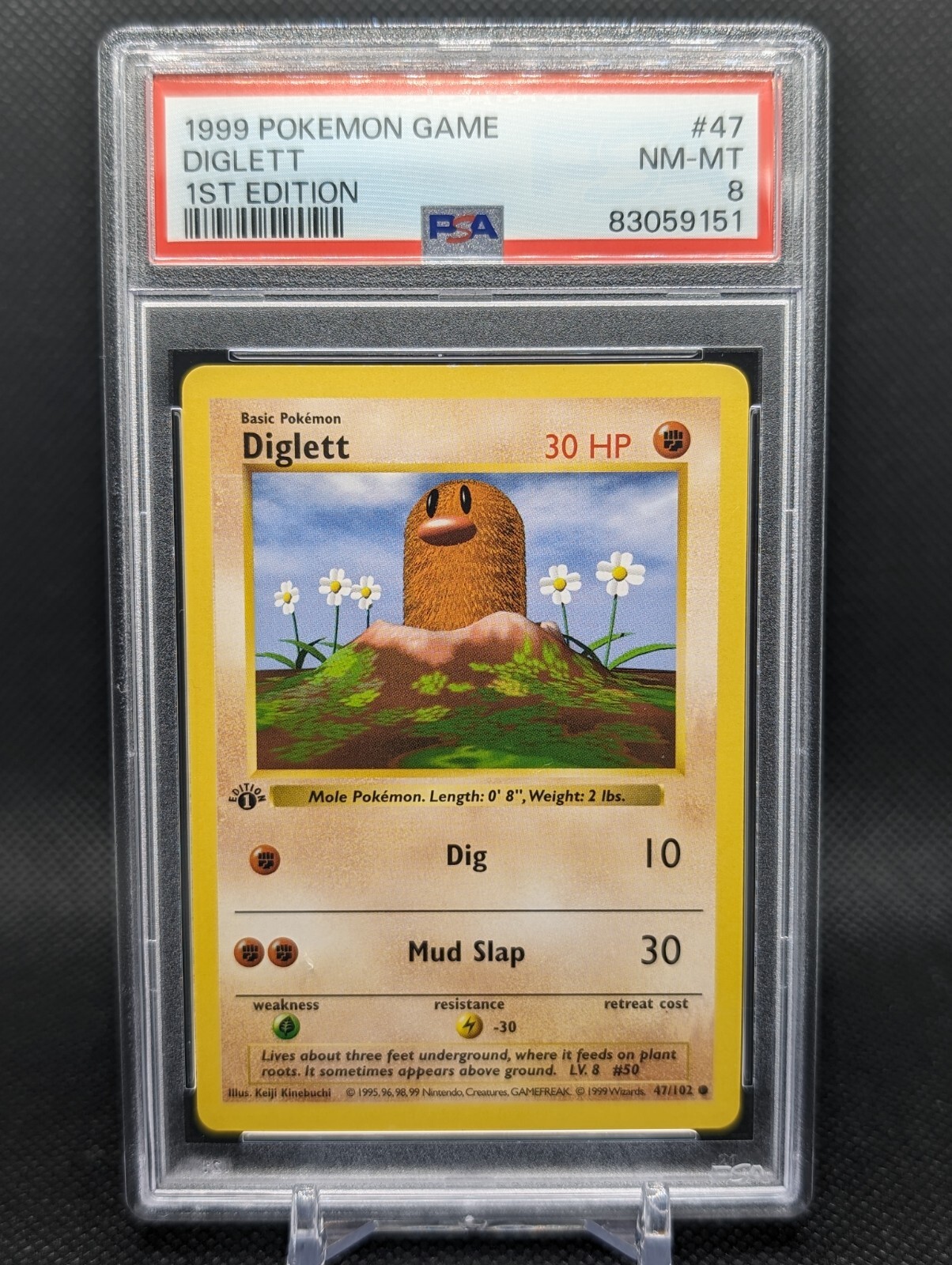 Pokemon TCG -Diglett 47/102 1st Edition Base Set Shadowless 1999 - PSA ...