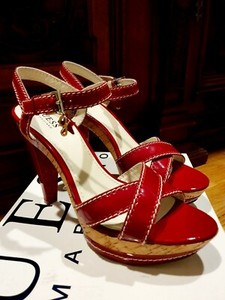 guess red sandals
