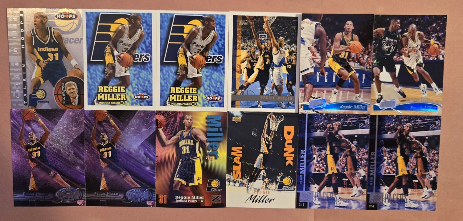 (22) Reggie Miller 1995-1998 Card LOT Fleer Metal Upper Deck Topps Hoops Z Force