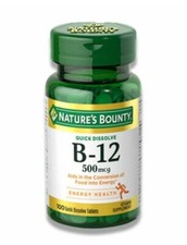 Nature's Bounty Vitamin B12 Supplement. Supports Metabolism. 500 mcg. 100 Tabs