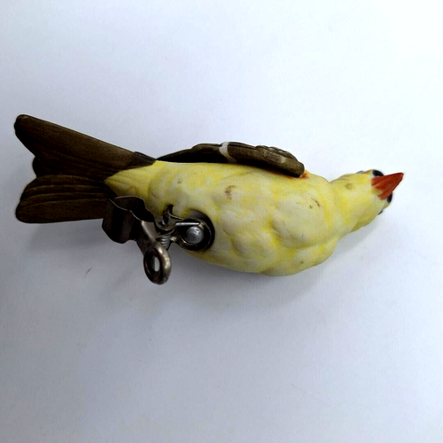 Bisque Ceramic Bird Clip On Bluebird Goldfinch Blue Jay Waxwing Robin Vintage - Picture 42 of 42