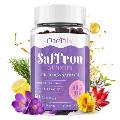 Saffron Gummies 88.5mg Mood & Focus Supplement 60 Servings Max Strength
