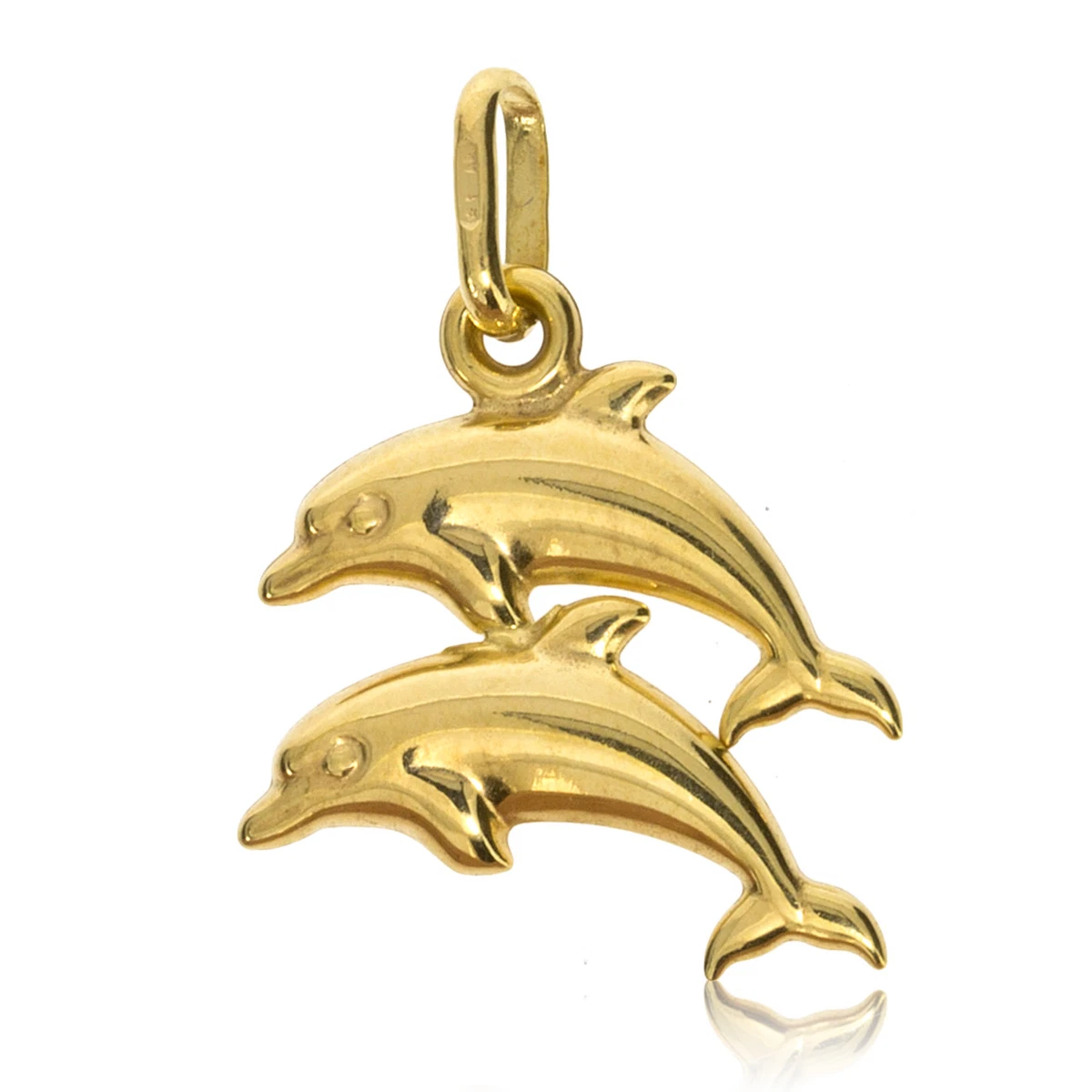 9CT GOLD DOUBLE DOLPHIN PENDANT FISH AQUARIUS CHARM FOR BRACELET OR CHAIN BOX