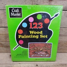Craft Master 1,2,3 Wood Painting Set 1051 American Eagle 6X8 VTG New Sealed