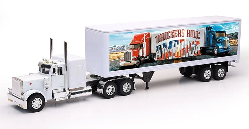 NEW RAY 1:32 PETERBILT MODEL 379 WHITE CAB WITH WHITE CONTAINER SS-12393 - Image 2 of 2