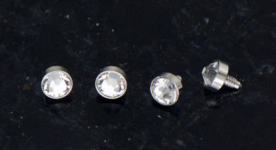 Pc 316L Surgical Steel 14g Tiny 3mm Clear CZ Dermal Anchors Heads Top 