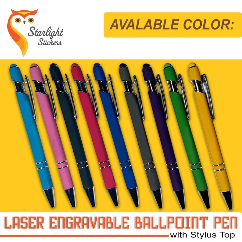 Custom Logo and Text Laser Engraved Pens with Stylus | 48 pcs Set - Image 4 of 4