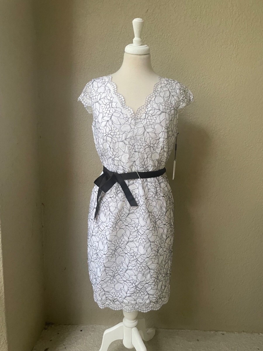 Calvin Klein White Lace Dress With Black Tie Size 10 NWT | eBay Calvin Klein White Lace Dress With Black Tie Size 10 NWT | eBay