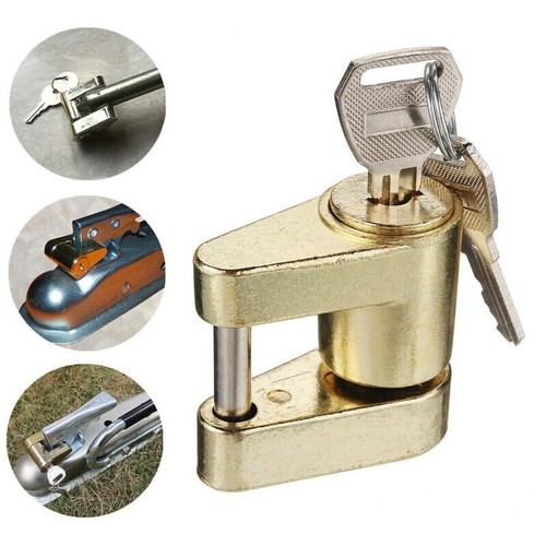 Security Coupler Lock +2 Keys Car Truck Vehicles Zinc Alloy Antitheft