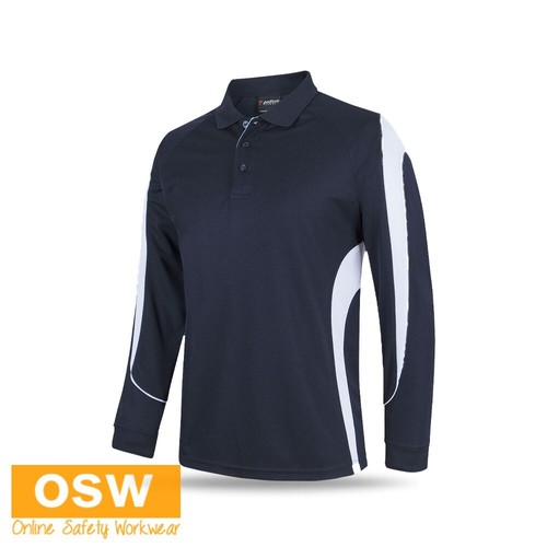 3 x Unisex Urban Fit Knit Long Sleeves Work Sports Team Bell Polo Shirt - Picture 21 of 23