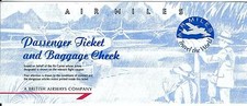 Airline Ticket - British Airways Air Miles 4 Flight Format c1997 - Narrow (T379)