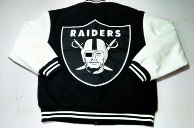 NFL Oakland Las Vegas Raiders wool body leather sleeves NFL Oakland Las Vegas Raiders wool body leather sleeves