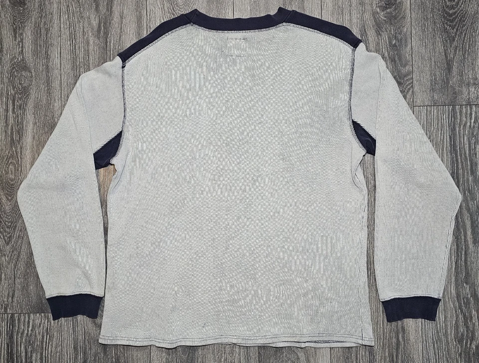 Vintage Guess USA Thermal Long Sleeve T Shirt Milk Navy Blue Men's Size Lrg RARE - Image 3 of 4