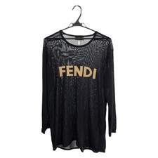 FENDI See through Long-sleeved T-shirt black gold polyester