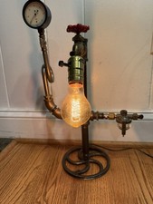 Rustic Industrial Pipe Lamp Table lamp with h...