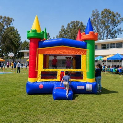 Inflatable Bounce House Commercial Kids Rainbow Castle Jumper with Blower