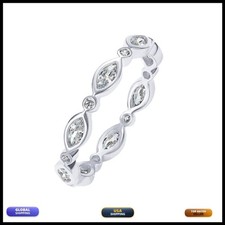 PAVOI 14K Gold Plated Marquise CZ Eternity Ring for Women - White Gold