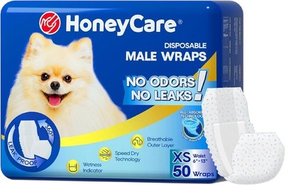 50ct Male Dog Wraps Extra Small Leak Proof Absorbent Disposable Diapers