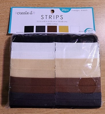 Fabric Editions Create It! Neutral Cotton Fabric Strips 2.5'' x 42'' 20pc Pack