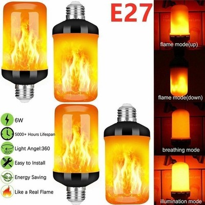 2Tlg LED Licht Fackel E27 Feuer Lampe Flammen Effekt Glühbirne Flacker Birne