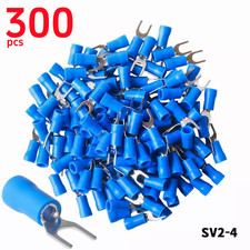 300pcs BLUE FORK SPADE TERMINAL 16-14GA 8 VINYL INSULATED CRIMP WIRE CONNECTOR