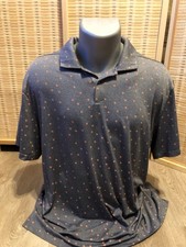 Nike Golf SS Men's Polo Shirt Dri-Fit Dark Blue with Flowers Floral Print Large