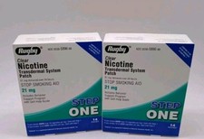 Rugby Clear Nicotine Patch Step 1 21 mg Stop Smoking Aid Lot of 2 Boxes New