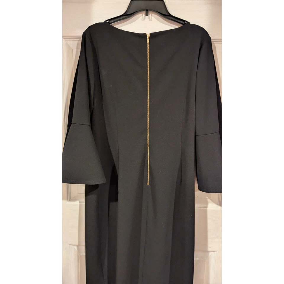 Vestido Vaina Calvin Klein Negro Manga Campana Talla Grande 14W Cremallera Dorada Foto 4 de 4