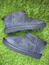 UGG Kids Classic Ultra Mini Boots Size K13 Blue Suede Fur