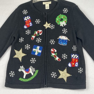 Bechamel Petites Christmas Tree Cardigan Sweater Womens PM Holiday