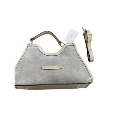NWT!! ''CHEVAL FIRENZE'' Gray Suede & Leather Purse Gold Metal Mag. Clasp ITALY