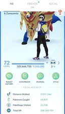 Pokémon Acc Go Level 72-Full of GBL/PVP Meta-15m stardust-200m xp-Legend poses