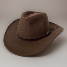 DPC Brown Wool Felt Fedora Hat Leather Band Size Sm/Med 7 1/4 Western Style