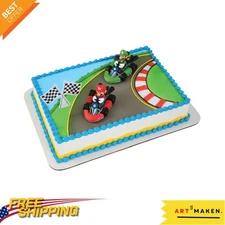 Celebrate with Mario Kart Cake Toppers - 3-Piece Race Set for Kids' Birthdays