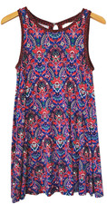 Ann Taylor Loft Women Dress A-Line Size S Petite Floral Sleeveless Stretch Knit