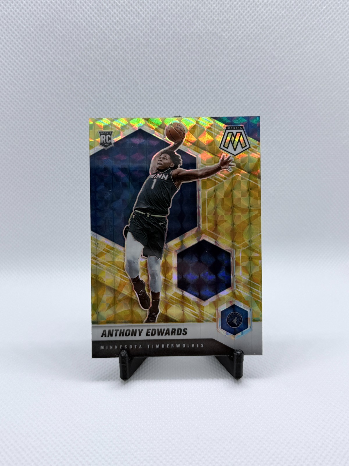 2020-21 Mosaic Anthony Edwards 201 Reactive Yellow Prizm Rookie Holo RC NM+