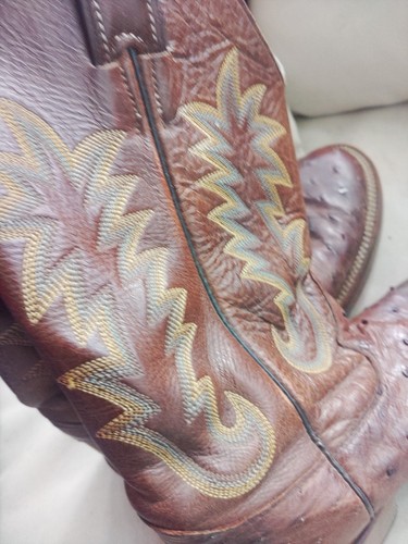 Vintage Justin 5031 Men's Tekno Ostrich Crepe Western Cowboy Boots Size 7b - Picture 6 of 14