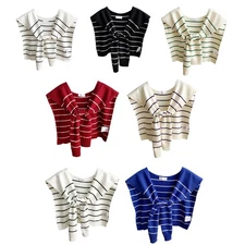 Crochet Scarf Striped Shawl Wraps For Women Lightweight Striped Shoulder Wrap