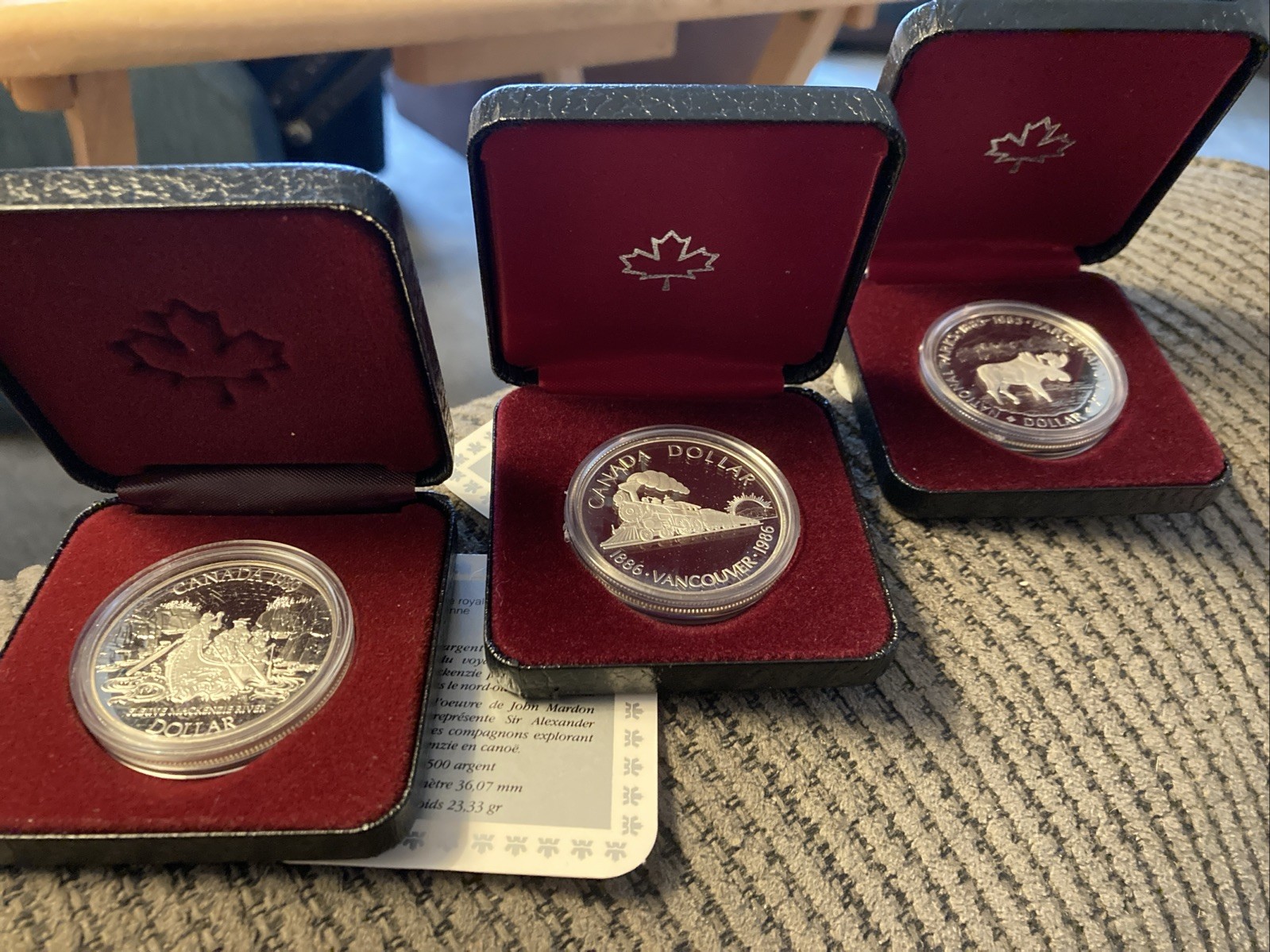 1980s Canada Commemorative Silver Coins From Royal Canada Mint In Cases.