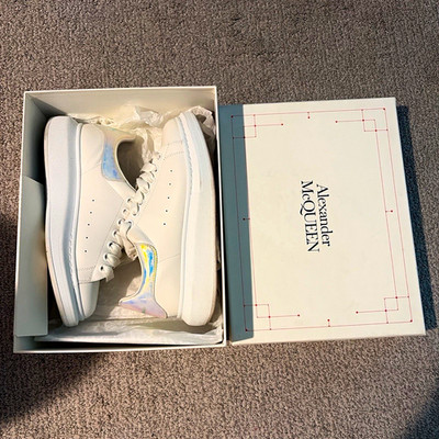 Alexander McQueen Oversized Low Top Leather Sneakers White/Iridescent