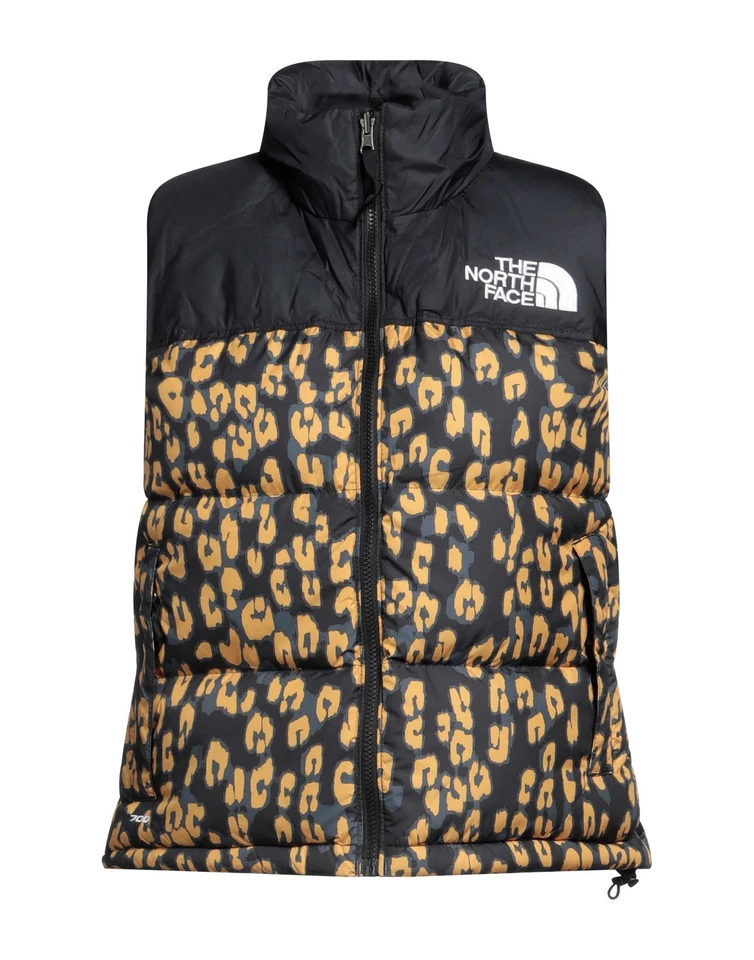 RRP€275 THE NORTH FACE Down Puffer Gilet Size S Black Leopard Print High Neck - Image 3 of 4