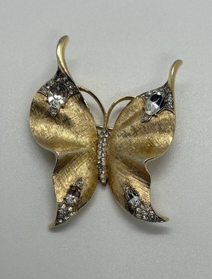 Vintage Trifari Alfred Philippe Brosche - Gold Schmetterling mit Kristallen - 5er Jahre