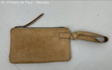 ABLE Rachel Wristlet Clutch Tan Suede Brushed Nubuck Leather Bag Great Condition