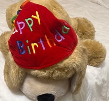 FAO Schwarz FETCH Puppy Dog Large 25" Tan Brown Floppy Plush Red Collar