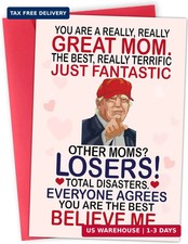 Mothers Day Card Funny Gifts for Mom, Wife from Daughter, Son, Kids, Husband on