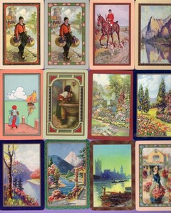 12 Single Swap Playing Cards DECO NARROW NAMED PEOPLE HORSE SCENERY VINTAGE